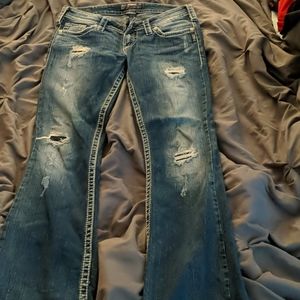 Silver denim jeans